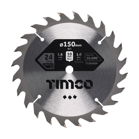 This is an image showing TIMCO Handheld Cordless Circular Saw Blade - 150 x 10 x 24T - 1 Each Clamshell available from T.H Wiggans Ironmongery in Kendal, quick delivery at discounted prices.