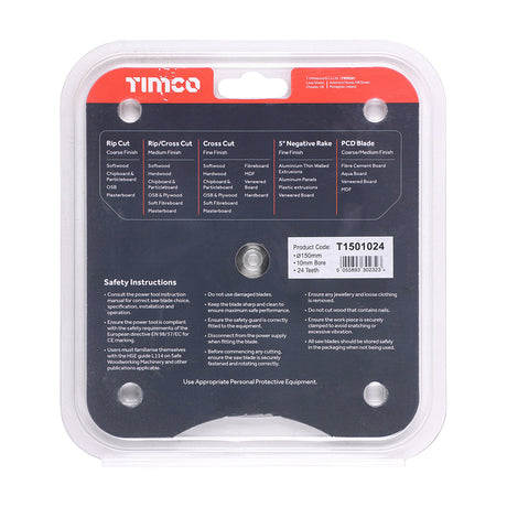 This is an image showing TIMCO Handheld Cordless Circular Saw Blade - 150 x 10 x 24T - 1 Each Clamshell available from T.H Wiggans Ironmongery in Kendal, quick delivery at discounted prices.