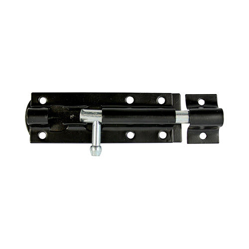 This is an image showing TIMCO Straight Tower Bolt - Black - 6" - 1 Each TIMpac available from T.H Wiggans Ironmongery in Kendal, quick delivery at discounted prices.
