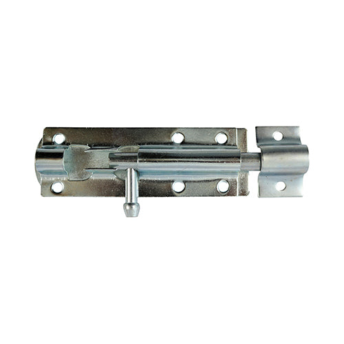 This is an image showing TIMCO Straight Tower Bolt - Zinc - 6" - 1 Each TIMpac available from T.H Wiggans Ironmongery in Kendal, quick delivery at discounted prices.