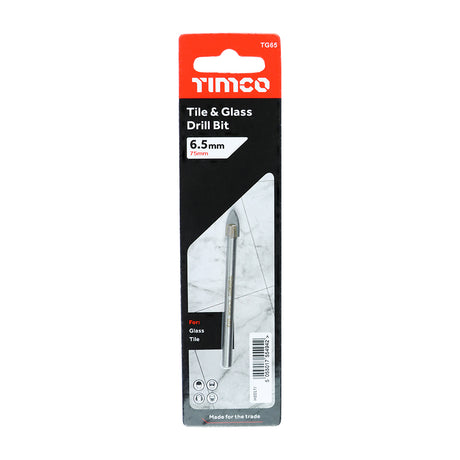This is an image showing TIMCO TCT Arrow Head Tile & Glass Bit - 6.5mm - 1 Each Blister Pack available from T.H Wiggans Ironmongery in Kendal, quick delivery at discounted prices.