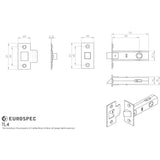 This image is a line drwaing of a Carlisle Brass - Tubular Latch 76mm - Nickel Plate available to order from T.H Wiggans Architectural Ironmongery in Kendal