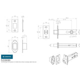 This image is a line drwaing of a Eurospec - Tubular Deadbolt 3 Inch Body Only available to order from T.H Wiggans Architectural Ironmongery in Kendal