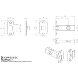 This image is a line drwaing of a Eurospec - Contract Standard Tubular Latch Radius - Nickel Plate available to order from T.H Wiggans Architectural Ironmongery in Kendal