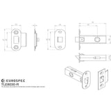 This image is a line drwaing of a Eurospec - Contract Standard Tubular Latch Radius - Nickel Plate available to order from T.H Wiggans Architectural Ironmongery in Kendal