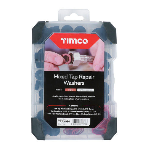 This is an image showing TIMCO Mixed Tray - Tap Repair Washers - 159pcs - 159 Pieces Tray available from T.H Wiggans Ironmongery in Kendal, quick delivery at discounted prices.