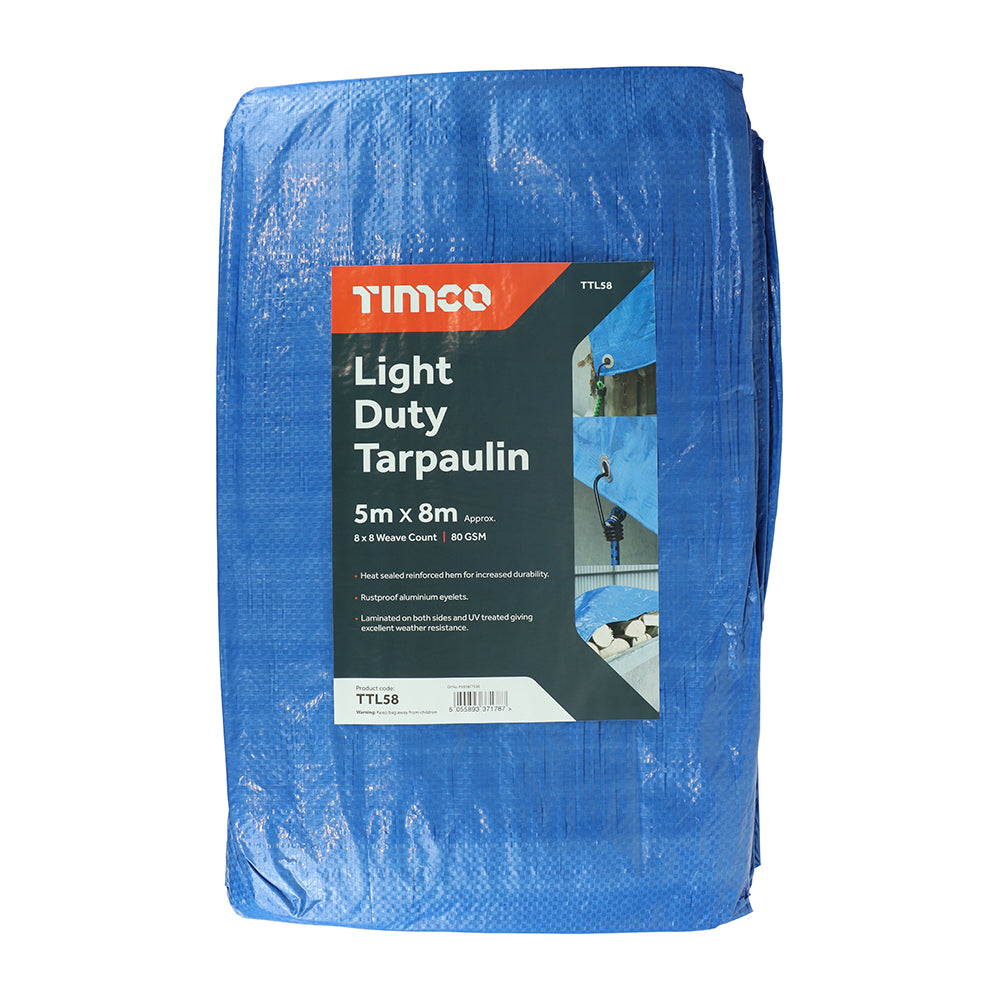 This is an image showing TIMCO Tarpaulin - Light Duty - 5 x 8m - 1 Each Bag available from T.H Wiggans Ironmongery in Kendal, quick delivery at discounted prices.