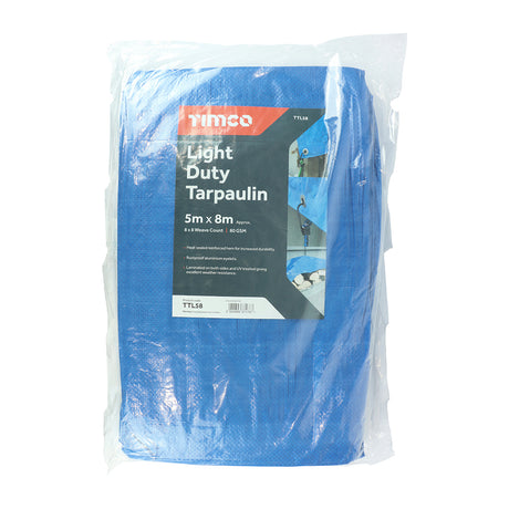 This is an image showing TIMCO Tarpaulin - Light Duty - 5 x 8m - 1 Each Bag available from T.H Wiggans Ironmongery in Kendal, quick delivery at discounted prices.