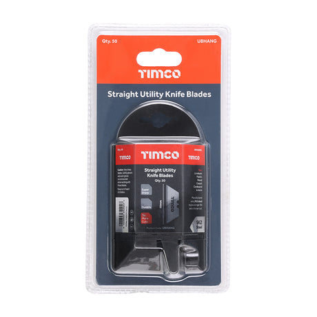 This is an image showing TIMCO Utility Knife Blades - 60 x 19 x 0.6 - 50 Pieces Blister Pack available from T.H Wiggans Ironmongery in Kendal, quick delivery at discounted prices.