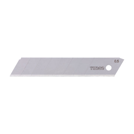This is an image showing TIMCO Snap Off Utility Knife Blades - 100 x 18 x 0.6 - 10 Pieces Backing Card available from T.H Wiggans Ironmongery in Kendal, quick delivery at discounted prices.