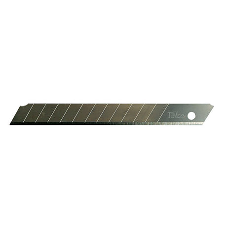 This is an image showing TIMCO Snap Off Utility Knife Blades - 80 x 9 x 0.6 - 10 Pieces Backing Card available from T.H Wiggans Ironmongery in Kendal, quick delivery at discounted prices.