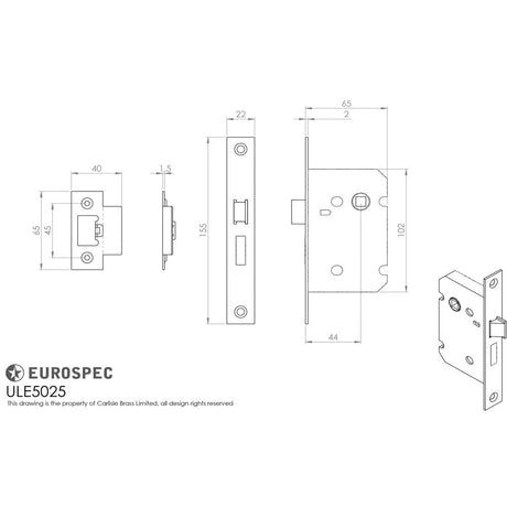 This image is a line drwaing of a Eurospec - Upright Latch 64mm - Nickel Plate available to order from T.H Wiggans Architectural Ironmongery in Kendal