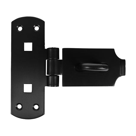 This is an image showing TIMCO Vertical Pattern Bolt On Hasp & Staple - Heavy Duty - Black - 6" - 1 Each Plain Bag available from T.H Wiggans Ironmongery in Kendal, quick delivery at discounted prices.