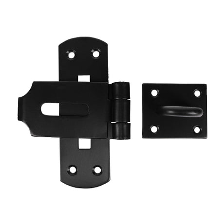 This is an image showing TIMCO Vertical Pattern Bolt On Hasp & Staple - Heavy Duty - Black - 6" - 1 Each Plain Bag available from T.H Wiggans Ironmongery in Kendal, quick delivery at discounted prices.
