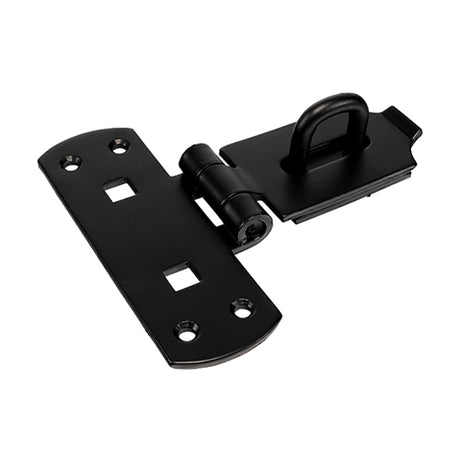 This is an image showing TIMCO Vertical Pattern Bolt On Hasp & Staple - Heavy Duty - Black - 6" - 1 Each Plain Bag available from T.H Wiggans Ironmongery in Kendal, quick delivery at discounted prices.