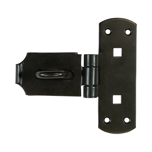 This is an image showing TIMCO Vertical Pattern Bolt On Hasp & Staple - Heavy Duty - Black - 6" - 1 Each TIMbag available from T.H Wiggans Ironmongery in Kendal, quick delivery at discounted prices.
