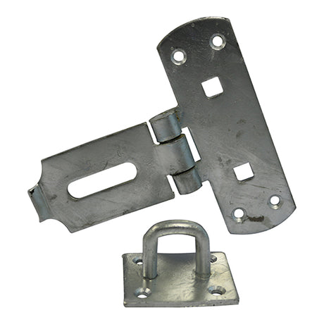 This is an image showing TIMCO Vertical Pattern Bolt On Hasp & Staple - Heavy Duty - Hot Dipped Galvanised - 6" - 1 Each TIMbag available from T.H Wiggans Ironmongery in Kendal, quick delivery at discounted prices.