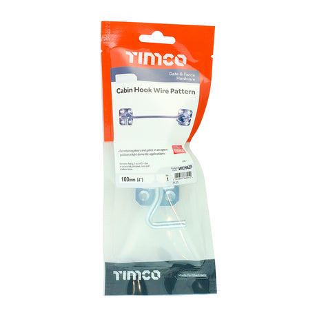 This is an image showing TIMCO Cabin Hooks - Wire Pattern - Zinc - 4" - 1 Each TIMpac available from T.H Wiggans Ironmongery in Kendal, quick delivery at discounted prices.