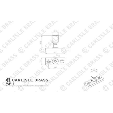 This image is a line drwaing of a Carlisle Brass - Locking Casement Stay Pin - Polished Chrome available to order from T.H Wiggans Architectural Ironmongery in Kendal in Kendal