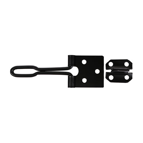 This is an image showing TIMCO Wire Pattern Hasp & Staple - Black - 4" - 1 Each Plain Bag available from T.H Wiggans Ironmongery in Kendal, quick delivery at discounted prices.