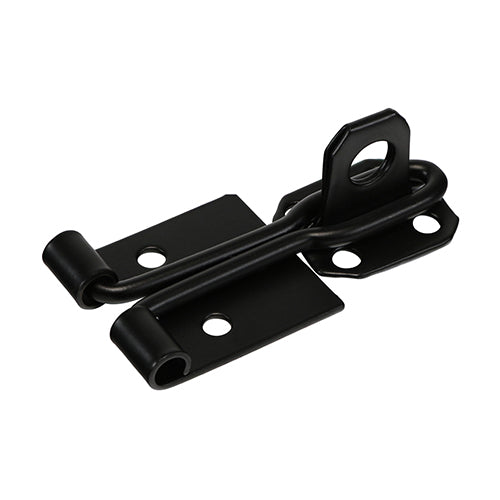 This is an image showing TIMCO Wire Pattern Hasp & Staple - Black - 4" - 1 Each Plain Bag available from T.H Wiggans Ironmongery in Kendal, quick delivery at discounted prices.