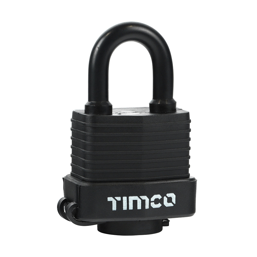 This is an image showing TIMCO Weatherproof Padlock - 40mm - 1 Each Blister Pack available from T.H Wiggans Ironmongery in Kendal, quick delivery at discounted prices.