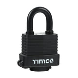 This is an image showing TIMCO Weatherproof Padlock - 40mm - 1 Each Blister Pack available from T.H Wiggans Ironmongery in Kendal, quick delivery at discounted prices.