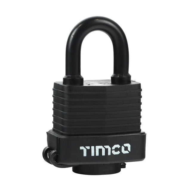 This is an image showing TIMCO Weatherproof Padlock - 40mm - 1 Each Blister Pack available from T.H Wiggans Ironmongery in Kendal, quick delivery at discounted prices.