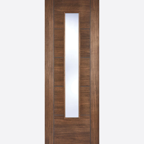 This is an image showing LPD - Vancouver Laminated Glazed Walnut Laminated Doors 686 x 1981 available from T.H Wiggans Ironmongery in Kendal, quick delivery at discounted prices.