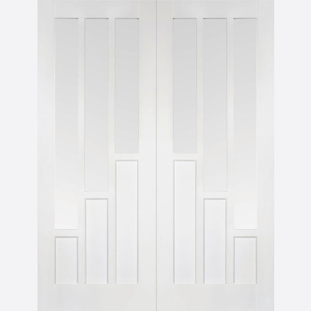 This is an image showing LPD - Coventry Pair Primed White Doors 1219 x 1981 available from T.H Wiggans Ironmongery in Kendal, quick delivery at discounted prices.