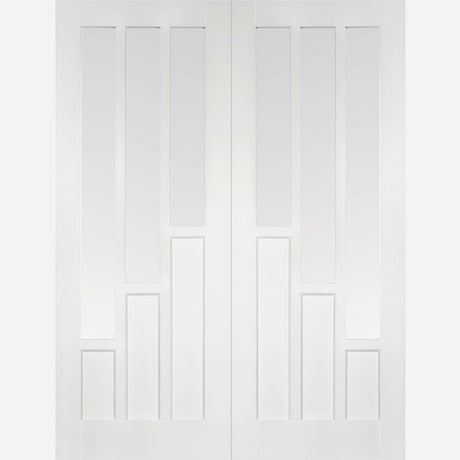 This is an image showing LPD - Coventry Pair Primed White Doors 1524 x 1981 available from T.H Wiggans Ironmongery in Kendal, quick delivery at discounted prices.