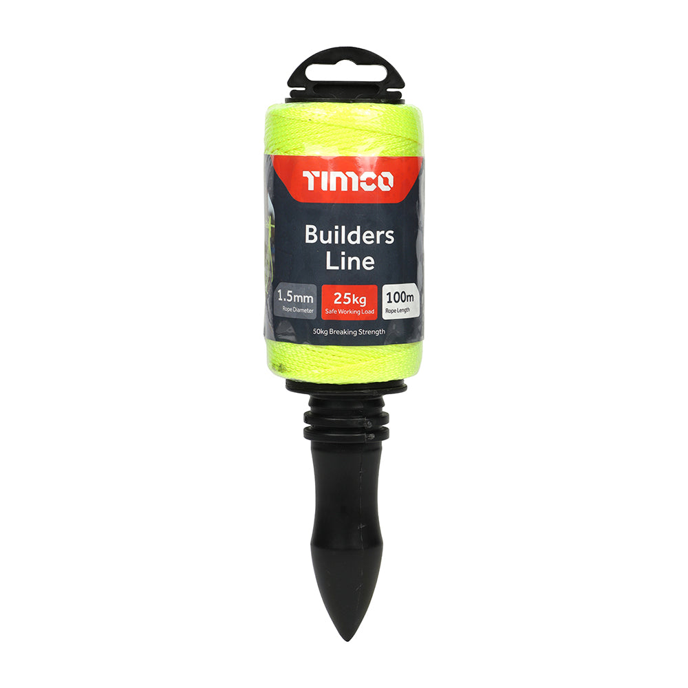 This is an image showing TIMCO Builders Line - Yellow - Winder - 1.5mm x 100m - 1 Each Unit available from T.H Wiggans Ironmongery in Kendal, quick delivery at discounted prices.