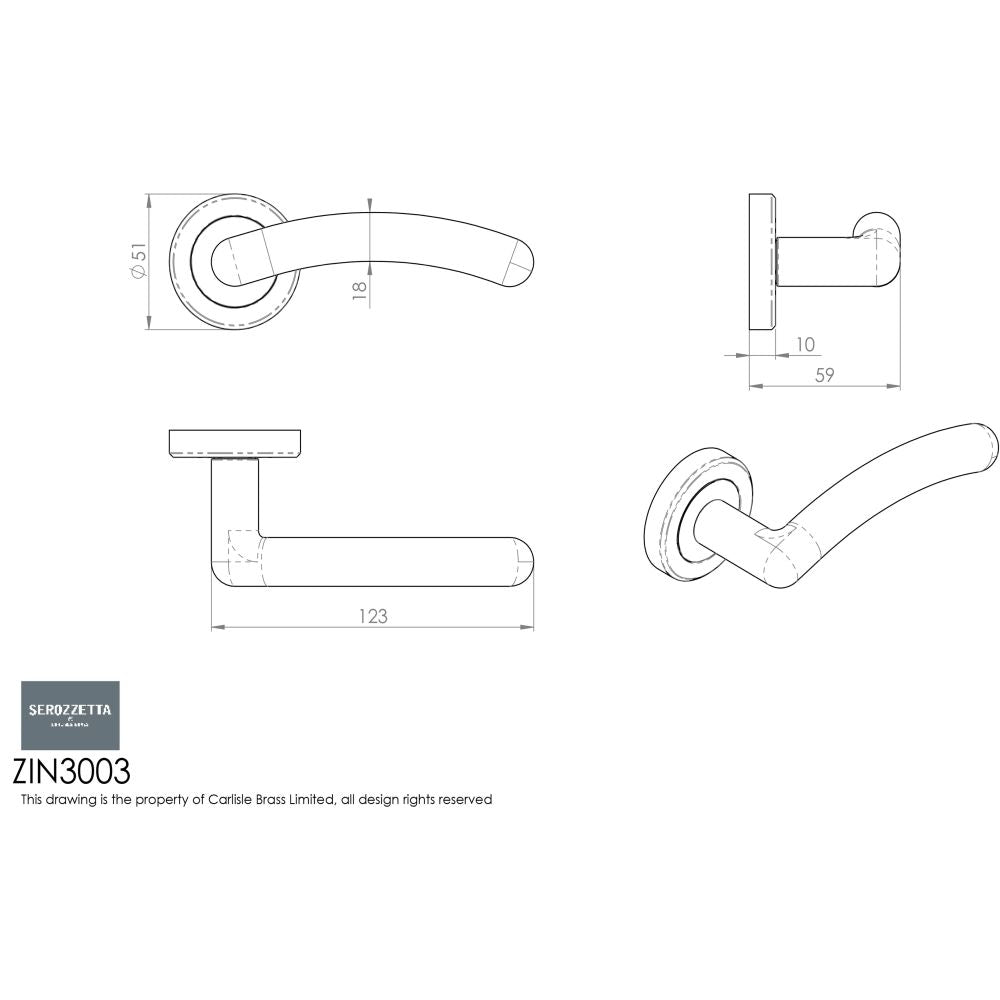 This image is a line drwaing of a Serozzetta - Noxia Lever On Rose - Polished Chrome available to order from Trade Door Handles in Kendal