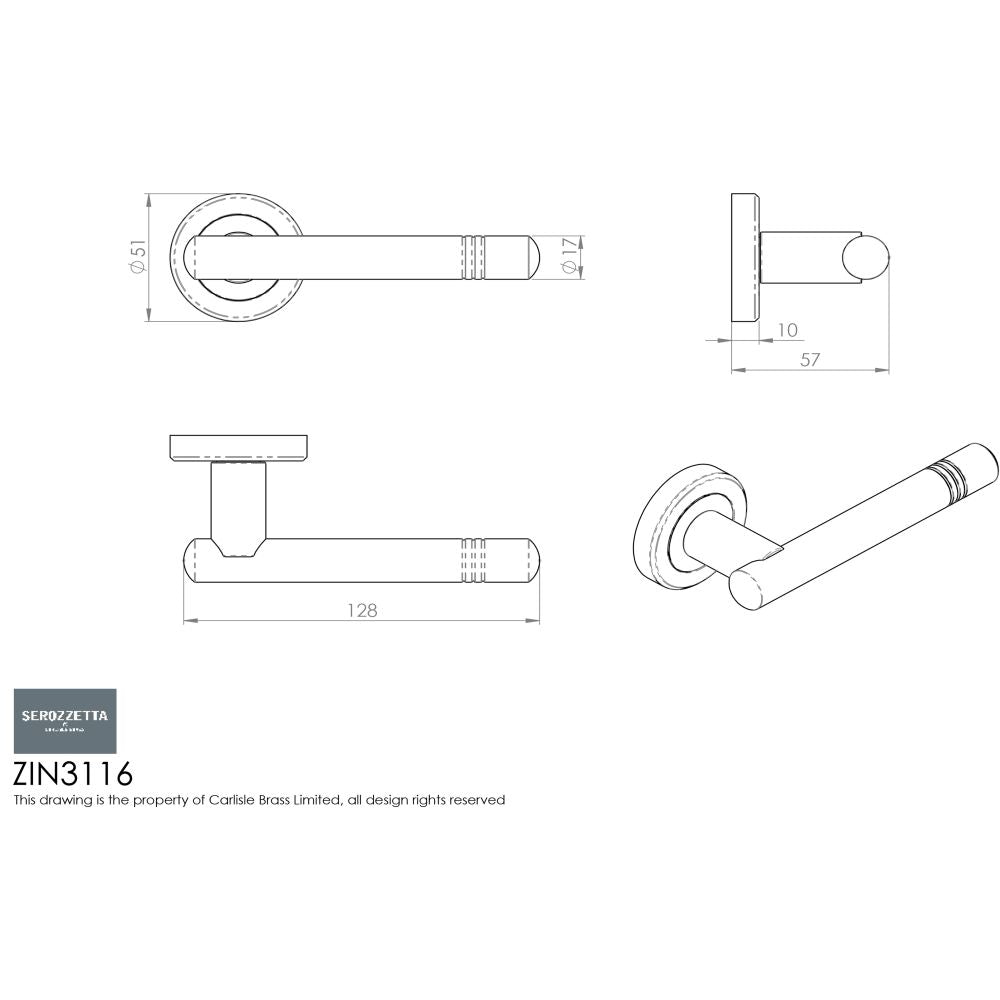 This image is a line drwaing of a Serozzetta - Atalaya Lever On Rose - Polished Chrome available to order from Trade Door Handles in Kendal