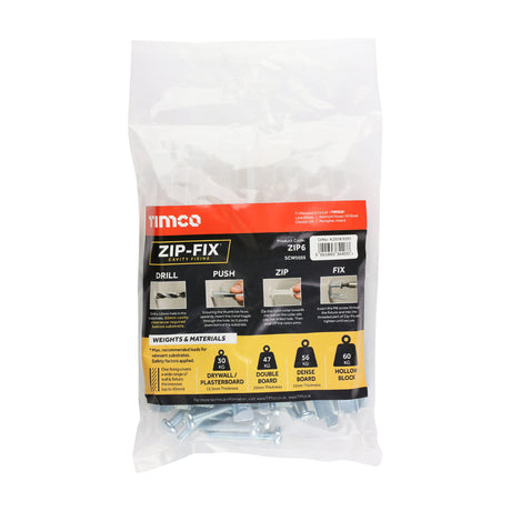 This is an image showing TIMCO Zip-Fix Cavity Wall Fixings - Zinc - M6 - 10 Pieces Bag available from T.H Wiggans Ironmongery in Kendal, quick delivery at discounted prices.