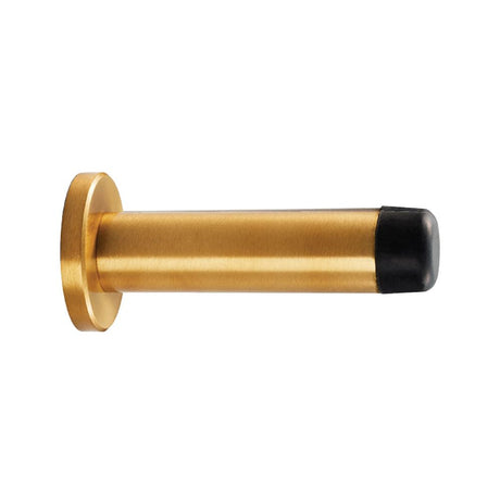 This is an image of Carlisle Brass - Cylinder Pattern Door Stop - with Rose - Satin Brass available to order from T.H Wiggans Architectural Ironmongery in Kendal, quick delivery and discounted prices.