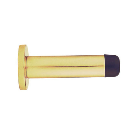 This is an image of Carlisle Brass - Cylinder Pattern Door Stop - with Rose - Polished Brass available to order from T.H Wiggans Architectural Ironmongery in Kendal, quick delivery and discounted prices.