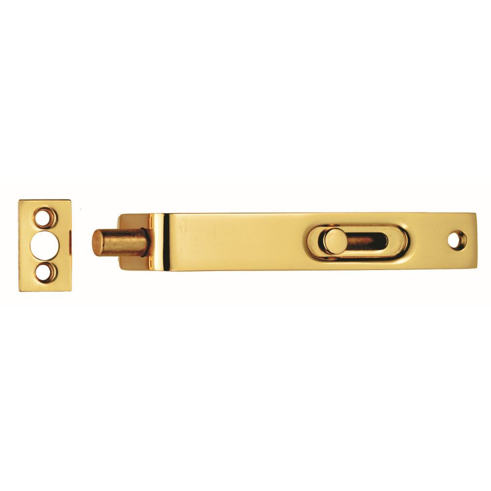 This is an image of a Carlisle Brass - Sunk Slide Flush Bolt - Polished Brass that is availble to order from T.H Wiggans Architectural Ironmongery in Kendal in Kendal.