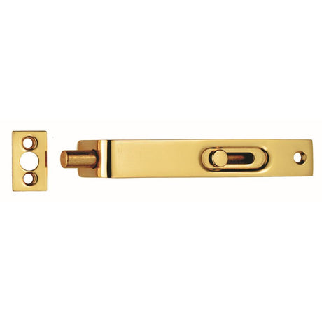 This is an image of a Carlisle Brass - Sunk Slide Flush Bolt - Polished Brass that is availble to order from T.H Wiggans Architectural Ironmongery in Kendal in Kendal.