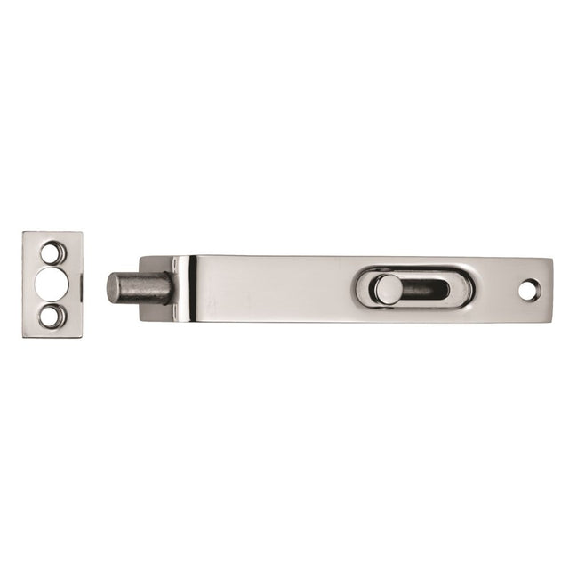 This is an image of a Carlisle Brass - Sunk Slide Flush Bolt - Polished Chrome that is availble to order from T.H Wiggans Architectural Ironmongery in Kendal in Kendal.