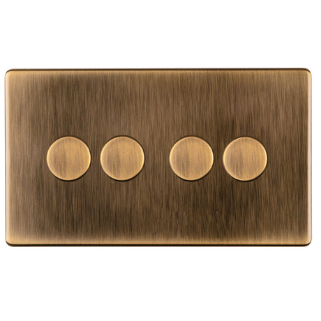 This is an image showing Eurolite 4 Gang Dimmer - Antique Brassab4dled available to order from T.H. Wiggans Ironmongery in Kendal, quick delivery and discounted prices.