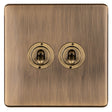 This is an image showing Eurolite 2 Gang 10Amp 2Way Toggle Switch - Antique Brassabt2sw available to order from T.H. Wiggans Ironmongery in Kendal, quick delivery and discounted prices.