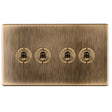 This is an image showing Eurolite 4 Gang 10Amp 2Way Toggle Switch - Antique Brassabt4sw available to order from T.H. Wiggans Ironmongery in Kendal, quick delivery and discounted prices.