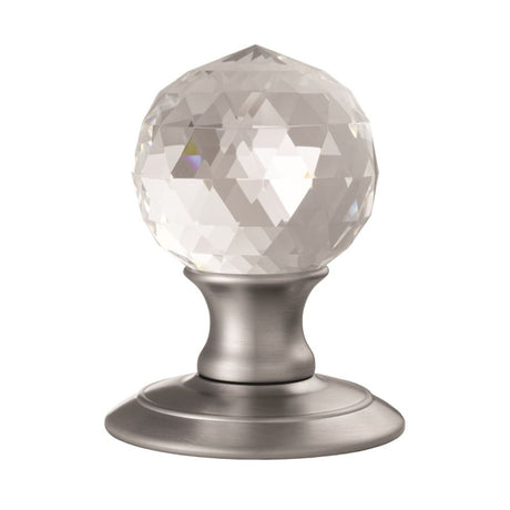 This is an image of a Carlisle Brass - Ice Facetted Crystal Knob - Satin Chrome that is availble to order from T.H Wiggans Architectural Ironmongery in Kendal in Kendal.