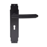 This is an image of Carlisle Brass - Art Deco Lever on Lock Backplate - Matt Black available to order from T.H Wiggans Architectural Ironmongery in Kendal, quick delivery and discounted prices.