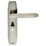 This is an image of Carlisle Brass - Art Deco Lever on WC Backplate - Satin Nickel available to order from T.H Wiggans Architectural Ironmongery in Kendal, quick delivery and discounted prices.