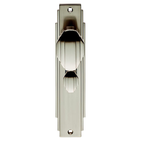 This is an image of Carlisle Brass - Art Deco Knob on WC Backplate - Satin Nickel available to order from T.H Wiggans Architectural Ironmongery in Kendal, quick delivery and discounted prices.