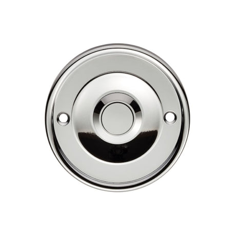 This is an image of Carlisle Brass - Round Bell Push - Polished Chrome available to order from T.H Wiggans Architectural Ironmongery in Kendal, quick delivery and discounted prices.