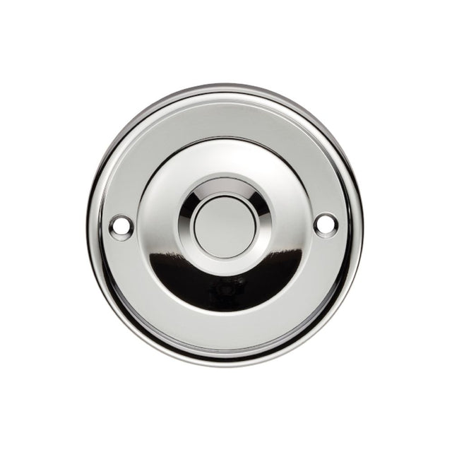 This is an image of Carlisle Brass - Round Bell Push - Polished Chrome available to order from T.H Wiggans Architectural Ironmongery in Kendal, quick delivery and discounted prices.