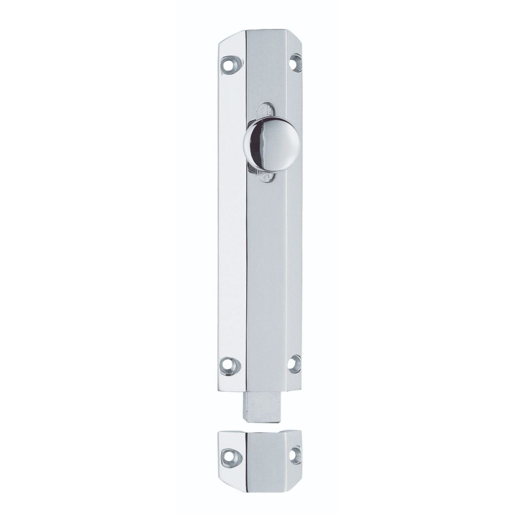 This is an image of a Carlisle Brass - Surface Bolt 156mm - Polished Chrome that is availble to order from T.H Wiggans Architectural Ironmongery in Kendal in Kendal.